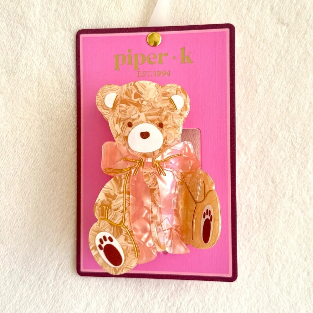 Piper K Brown Teddy Bear Hair Claw Clip